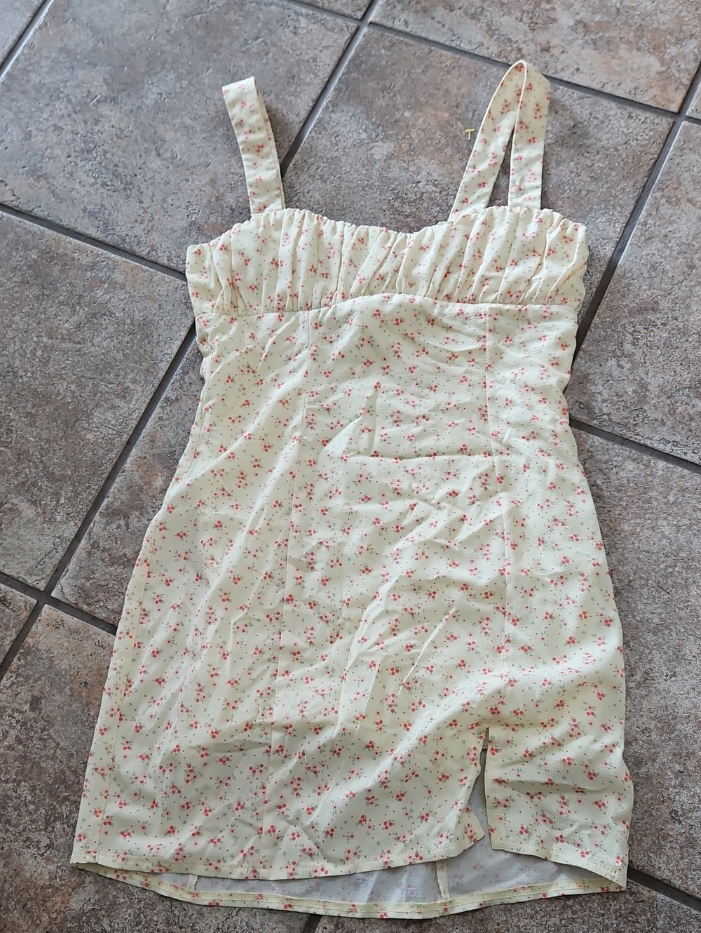 Princess Polly Cream Mini Dress with Pink Floral Print